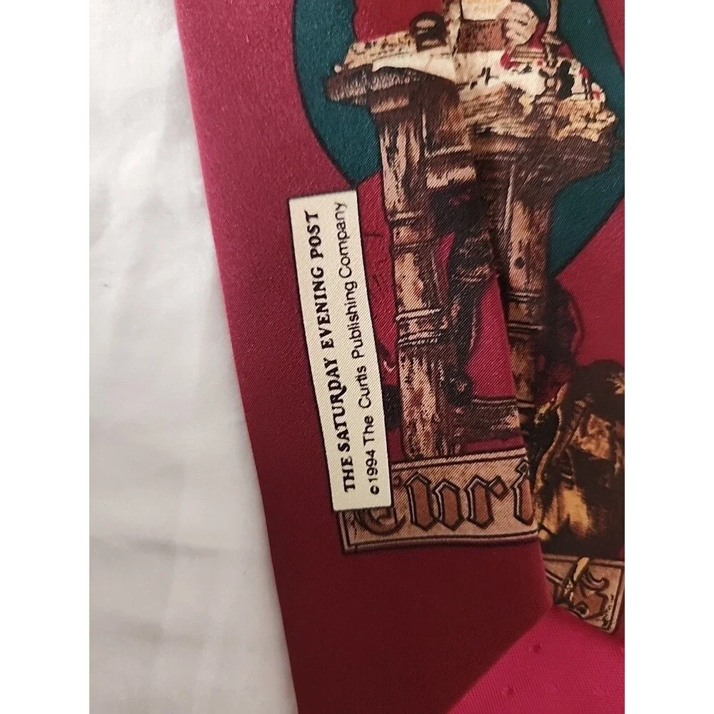 Vintage 1994 Saturday Evening Post Christmas Mens Necktie Santa Norman Rockwell